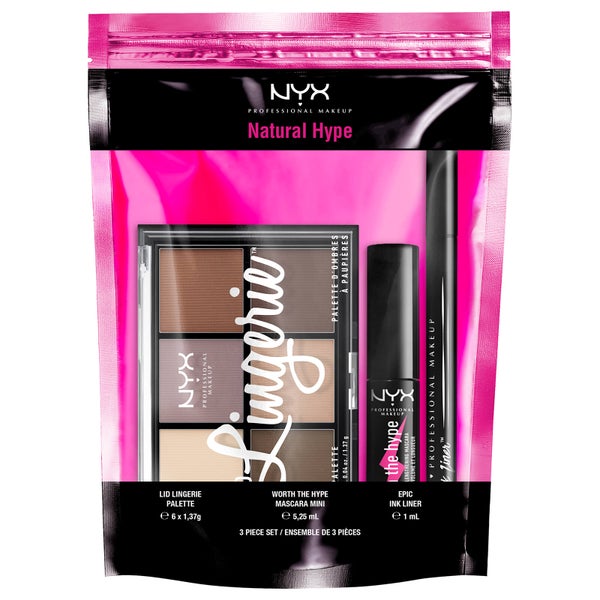 NYX Professional Makeup Natural Hype Eyeshadow, Eyeliner and Mascara Gift Set (Worth $33)