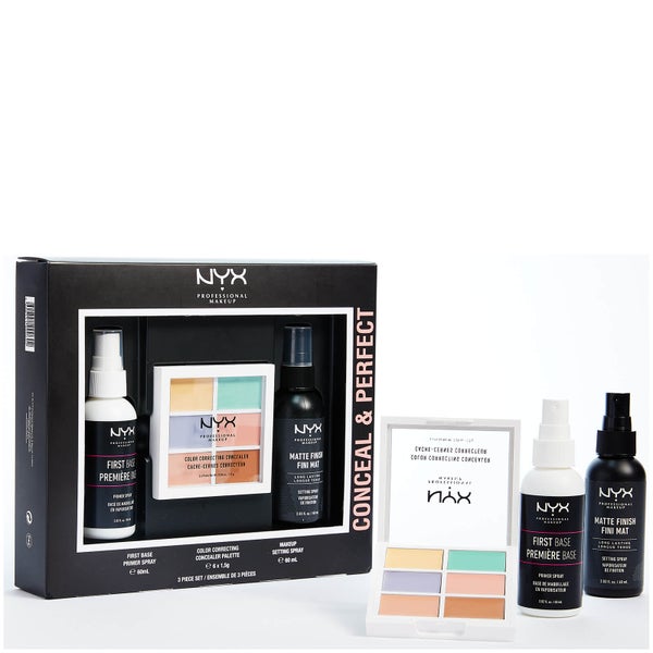 NYX Professional Makeup Conceal and Perfect Primer, 3C, and Setting Spray Gift Set