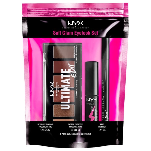 NYX Professional Makeup Soft Glam Eyeshadow, Eyeliner and Mascara Gift Set (Worth $33)