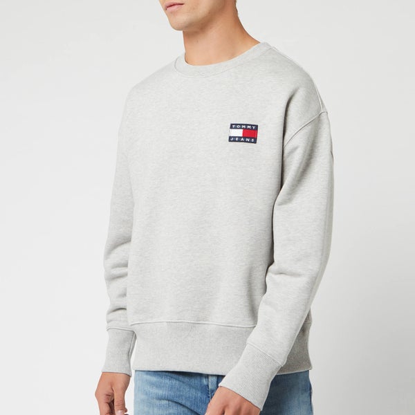 Tommy Jeans Men's Badge Crew Sweatshirt - Light Grey Heather