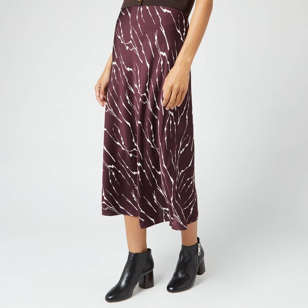 Whistles Women's Twig Silk Bias Skirt - Burgundy
