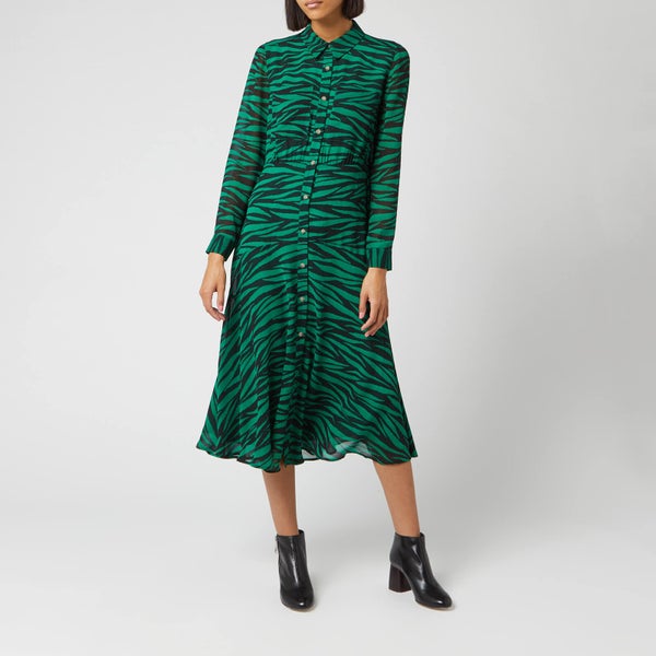 Whistles Women's Carys Tiger Print Shirt Dress - Green/Multi