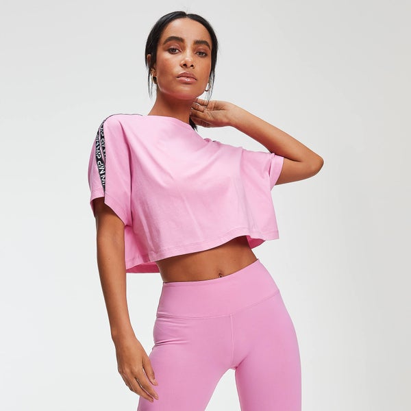 Women's Candy Pink Crop Tape T-Shirt | MYPROTEIN™