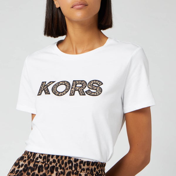 MICHAEL MICHAEL KORS Women's Leopard Logo T-Shirt - White