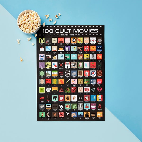 100 Cult Movies Scratch Poster