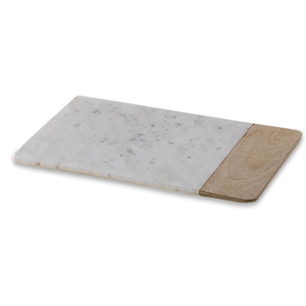 Nkuku Bwari Long Marble and Mango Wood Chopping Board - Small - White