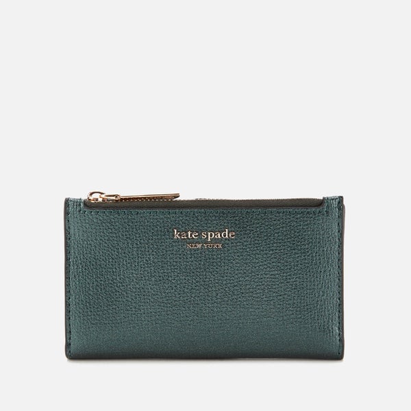 Kate Spade New York Women's Sylvia Small Slim Bifold Wallet - Deep Evergreen Metallic