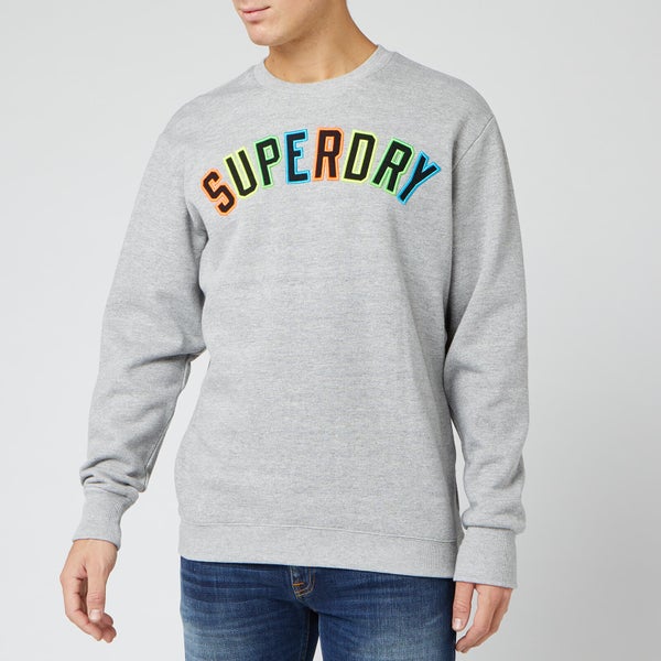 Superdry Men's New House Rules Applique Crew Sweatshirt - Varsity Silver Grit