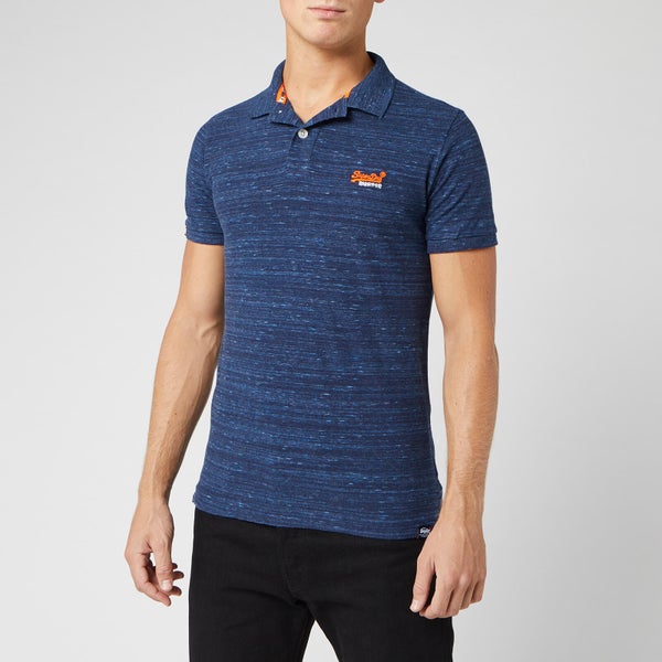 Superdry Men's Orange Label Jersey Short Sleeve Polo Shirt - Navy Fleck