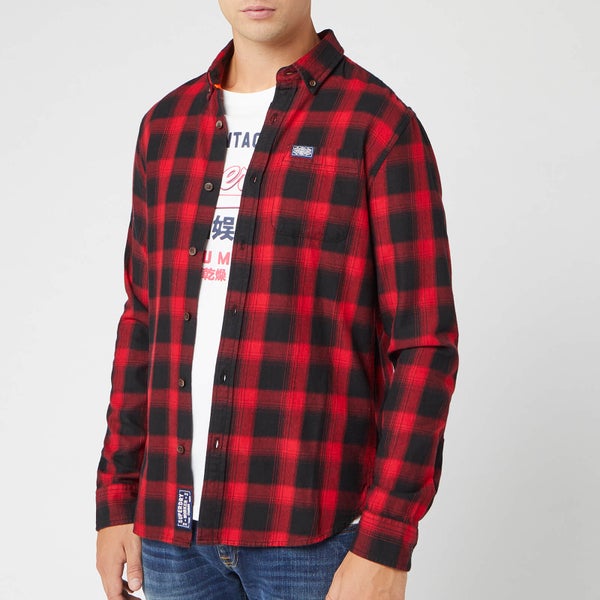 Superdry Men's Workwear Long Sleeve Shirt - Red Check
