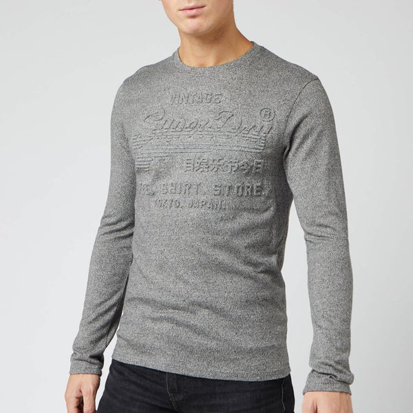 Superdry Men's Shirt Shop Embossed Long Sleeve T-Shirt - Jasper Grey Black Twist Grit