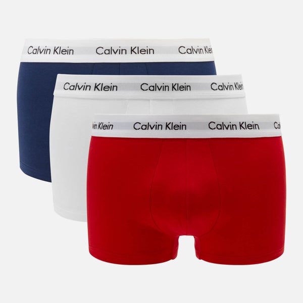 Calvin Klein Men's 3 Pack Low Rise Trunk Boxers - Red Ginger/Pyro Blue/White