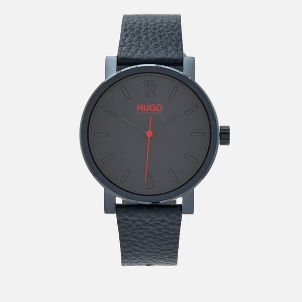 HUGO Men's Rase Leather Strap Watch - Blue
