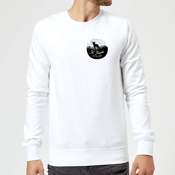 Black To Travel Is To Live Pocket Print Sweatshirt - White