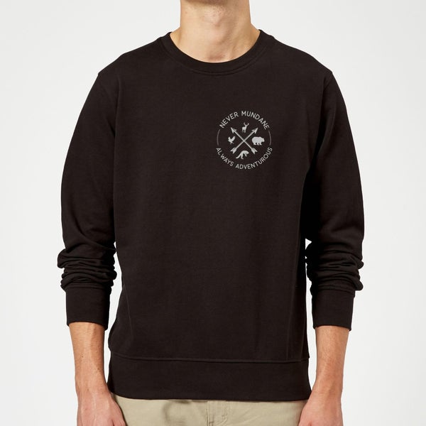 Never Mundane Pocket Print Sweatshirt - Black