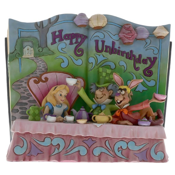Happy Unbirthday, Livre de contes Alice au pays des merveilles recréant la scène du thé – Disney Traditions
