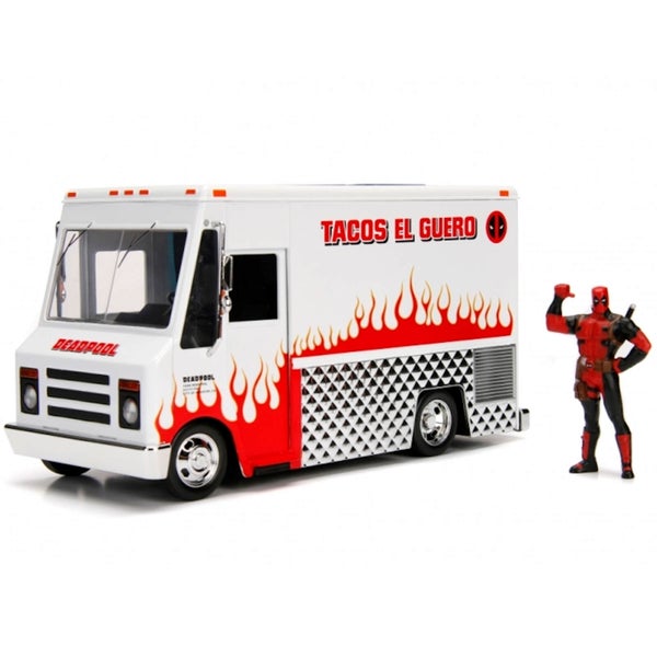 Jada Die Cast Marvel 1:24 Taco Truck and Deadpool Figure