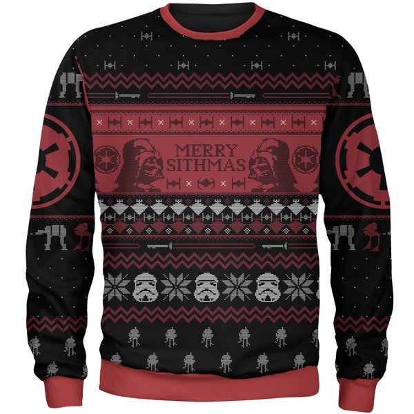 Zavvi Exclusive Star Wars Merry Sithmas Christmas Knitted Jumper - Black