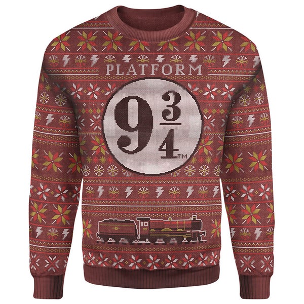 Harry Potter Platform 9 3/4 Christmas Knitted Sweater - Burgundy