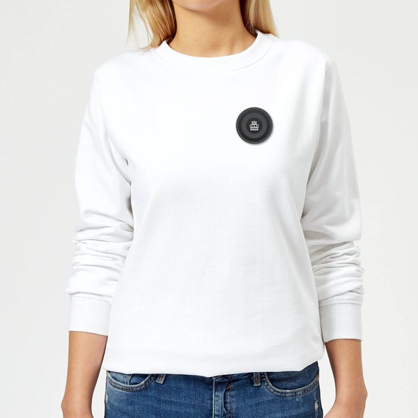 Black Checker Pocket Print Women's Sweatshirt - White