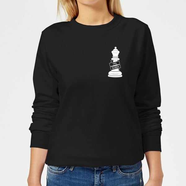 Yas Queen White Pocket Print Women's Sweatshirt - Black