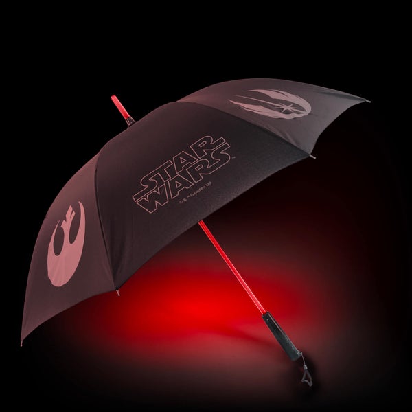 Star Wars Official Light up Lightsaber Umbrella with Torch Handle - Dark Side (Red) - Zavvi Exclusive