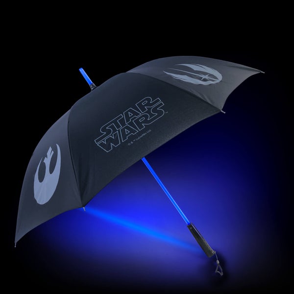 Star Wars Official Light up Lightsaber Umbrella with Torch Handle - Light Side (Blue) - Zavvi Exclusive