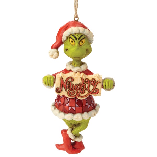 Le Grinch tenant un panneau Naughty/Nice (Décoration de Noël), Le Grinch par Jim Shore – Dr Seuss