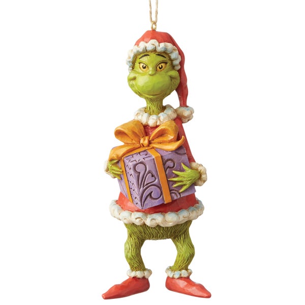 The Grinch By Jim Shore Grinch Holiding Present (Hanging Ornament)