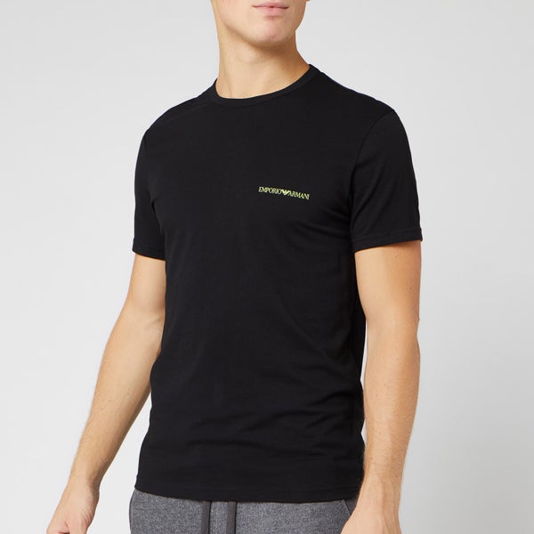 Emporio Armani Men's Script Logo Twin Pack T-Shirt - Black/Black