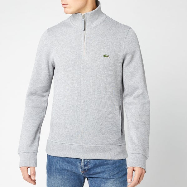 Lacoste Men's Embossed Half Zip Sweatshirt - Silver Chine