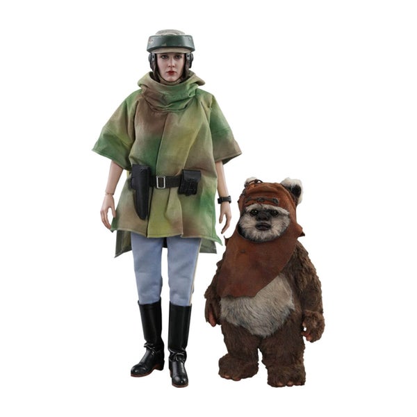 Lot de 2 figurines articulées MM Princesse Leia et Wicket, Star Wars, épisode VI : Le Retour du Jedi, échelle 1:6 (15 et 27 cm)