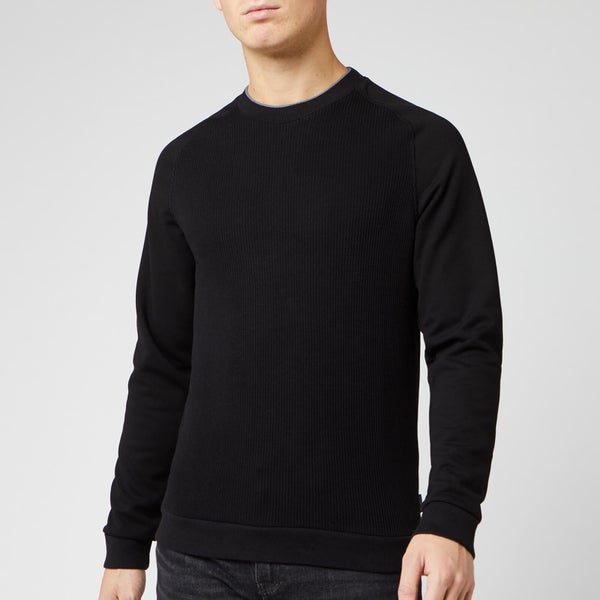 Ted Baker Men's Pied Knit Ribbed Front Cotton Sweatshirt - Black