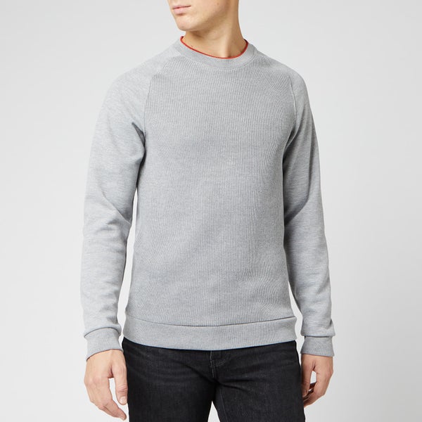 Ted Baker Men's Pied Knit Ribbed Front Cotton Sweatshirt - Grey Marl