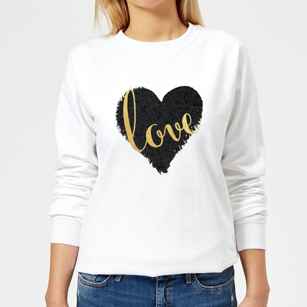 Black Love Heart Love Women's Sweatshirt - White