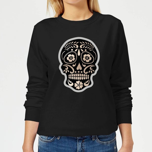 Day Of The Dead Skull Women's Sweatshirt - Black
