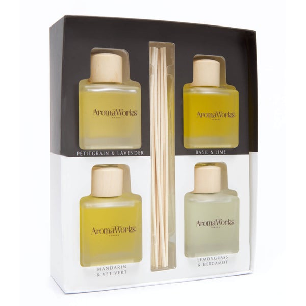 AromaWorks Light Range 4 x 100ml Reed Diffuser Gift Set LOOKFANTASTIC
