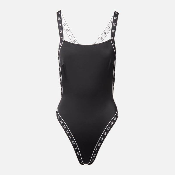Calvin Klein Women's High Leg One Piece Swimsuit PVH Black