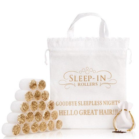 Sleep In Rollers - White and Gold Glitter (x20 in a Bag)