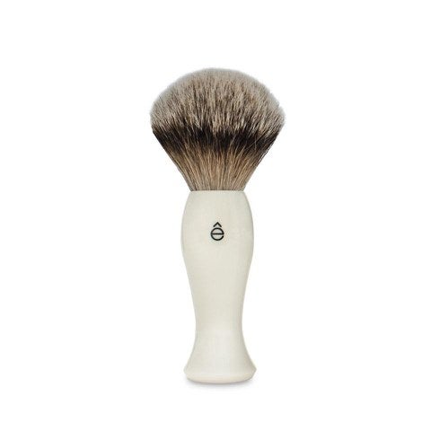 eShave Silvertip Badger Hair Shaving Brush Long Handle - White