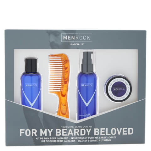 Men Rock Nourishing Beard Care Kit - Beardy Beloved (Shampoo Barba, Balsamo Barba, Cera Baffi, Pettine Barba)