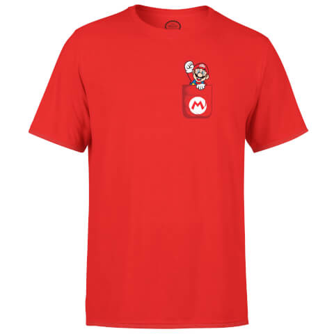 T-Shirt Homme Nintendo Super Mario Mario Poche -Rouge
