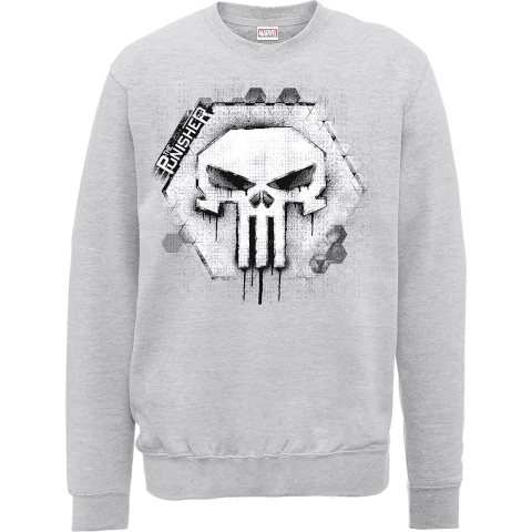 Marvel The Punisher Skull Badge Logo Grey Men's Sweatshirt