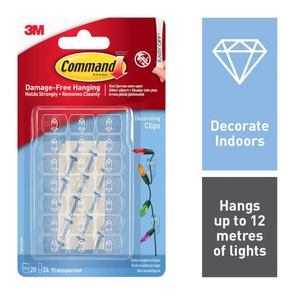 Command Clear Christmas & Decorating Clips with Clear Strips