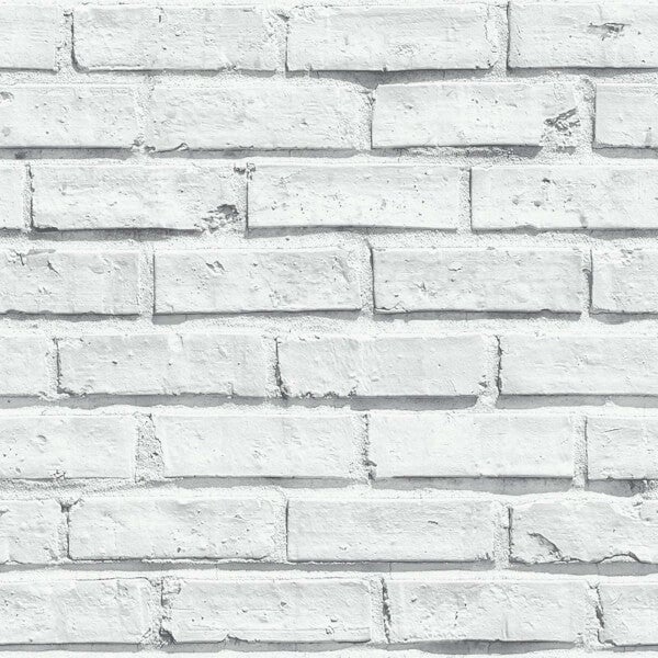 Arthouse Brick Effect Smooth White Wallpaper Homebase