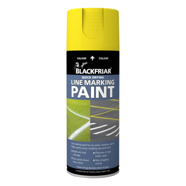 RustOleum Blackfriar Yellow Line Marking Paint 400ml Homebase