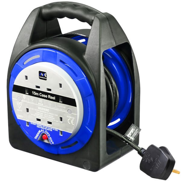 Masterplug 4 Socket Cable Reel 15m Blue Homebase