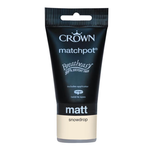 Crown Breatheasy Neutrals Snowdrop Matt Tester Paint 40ml Tester