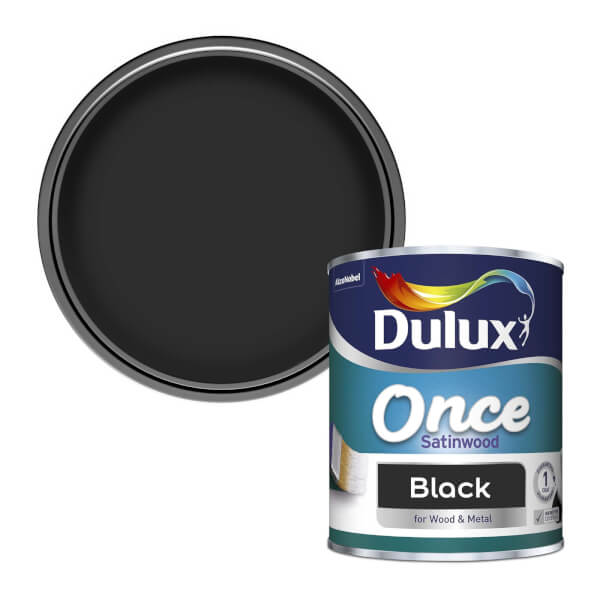 Dulux Once Satinwood Paint Black - 750ml | Homebase