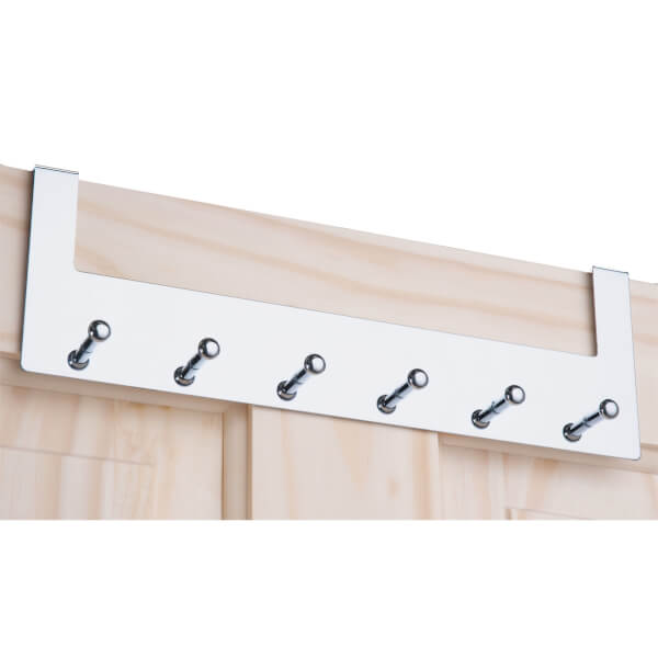 Over the Door Hook Rail Polished Chrome 6 Hooks Homebase
